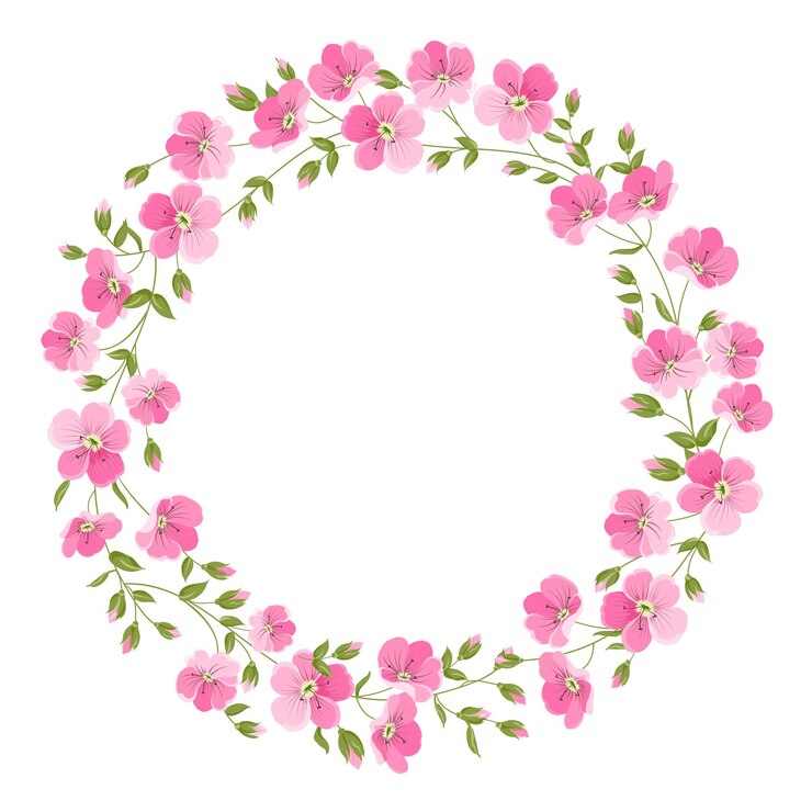 Corona de flores de lino aislada sobre fondo blanco. ilustración vectorial