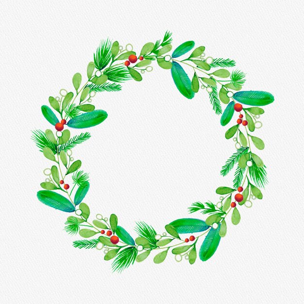 Corona de navidad en acuarela