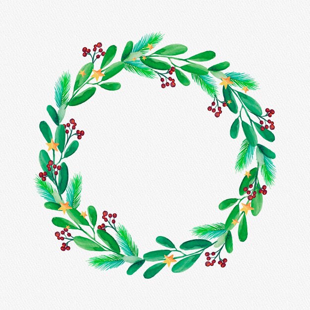 Corona de navidad en acuarela