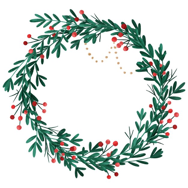 Corona de navidad en acuarela