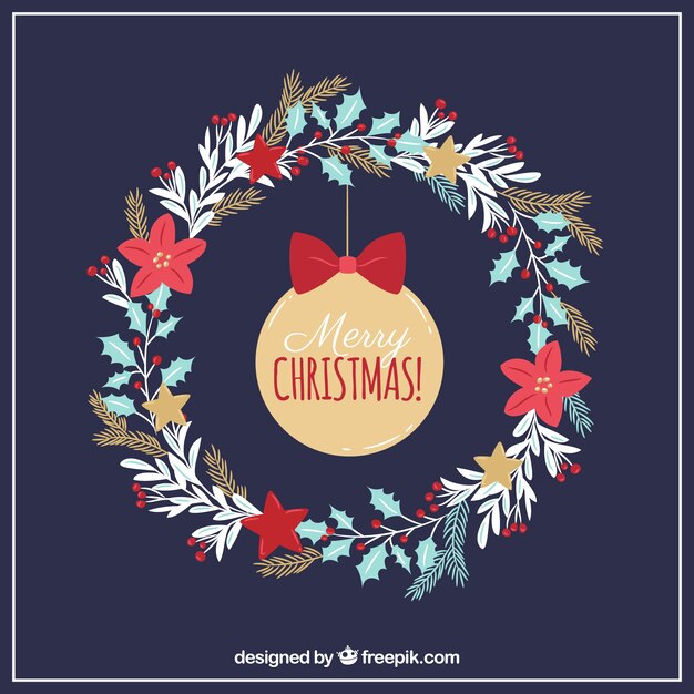 Corona de navidad con una bola de árbol