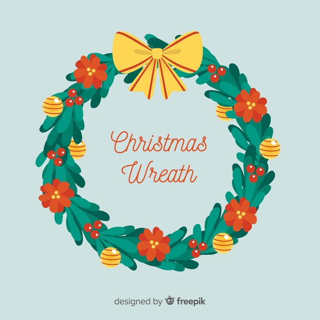 Corona navidad con bolas y flores