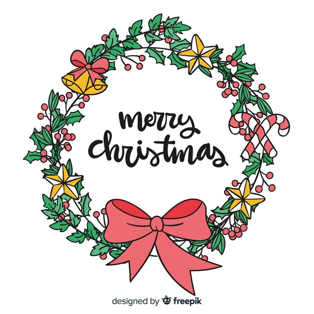 Corona de navidad dibujada a mano
