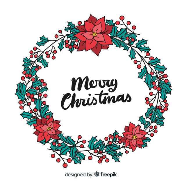 Corona de navidad dibujada a mano