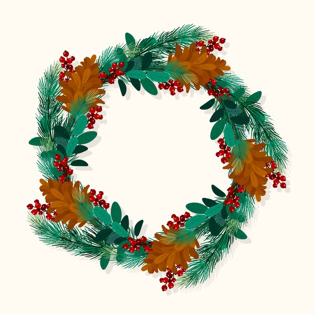 Corona de navidad dibujada a mano