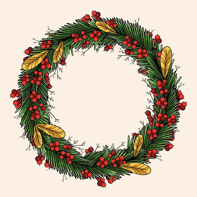 Corona de navidad dibujada a mano