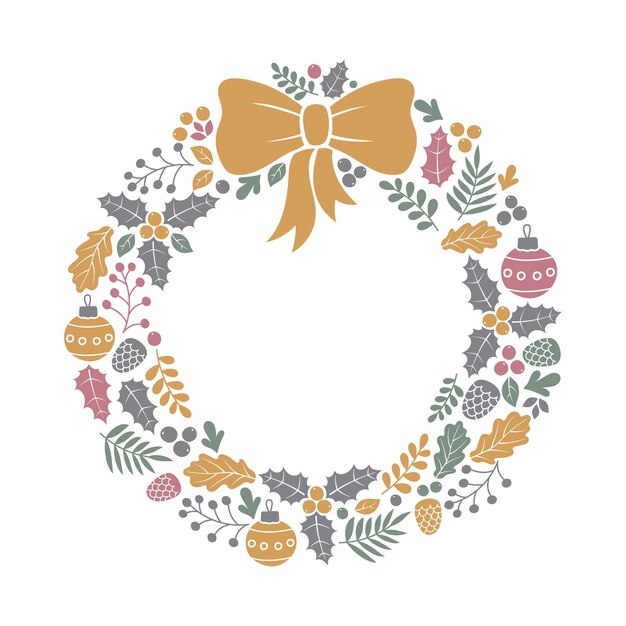 Corona de navidad dibujada a mano