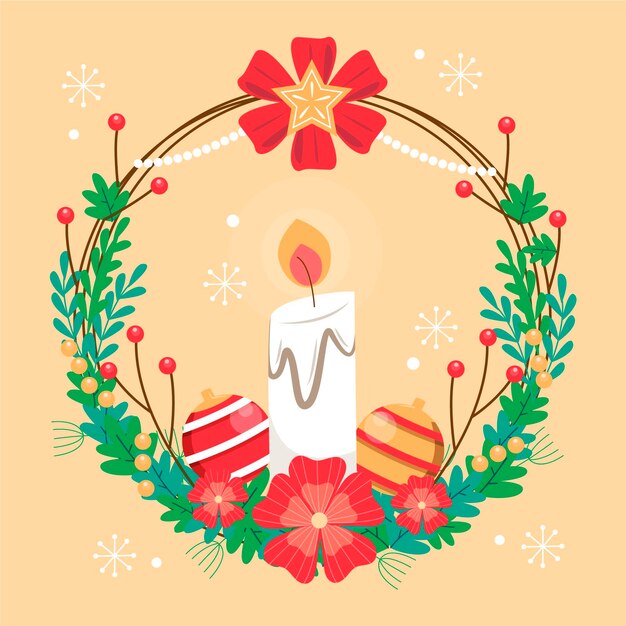 Corona de navidad dibujada a mano