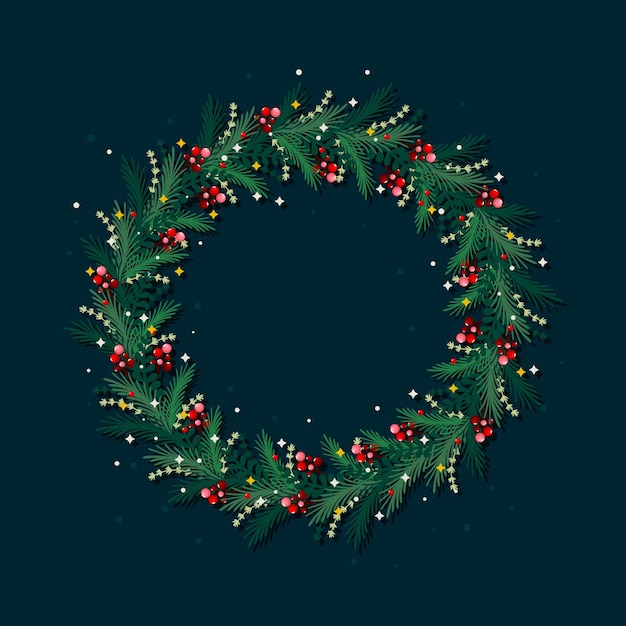 Corona de navidad dibujada a mano