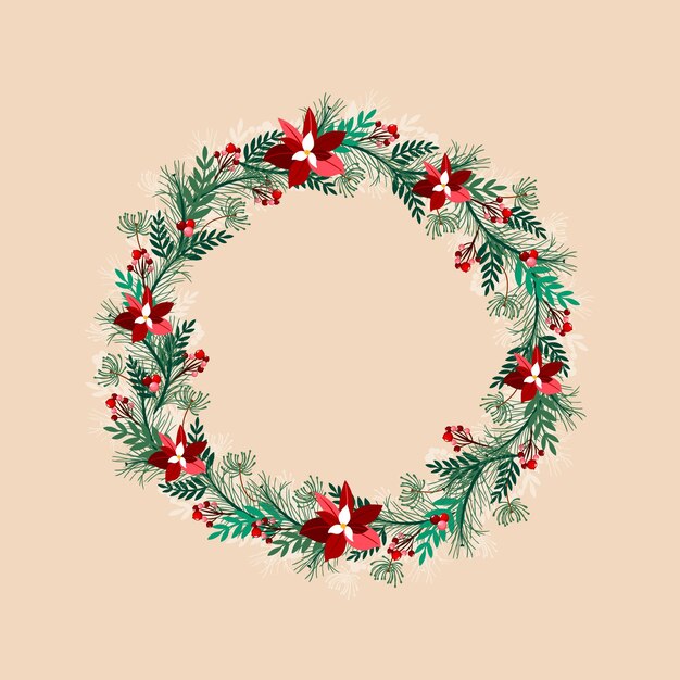 Corona de navidad dibujada a mano