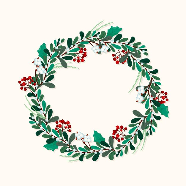 Corona de navidad dibujada a mano