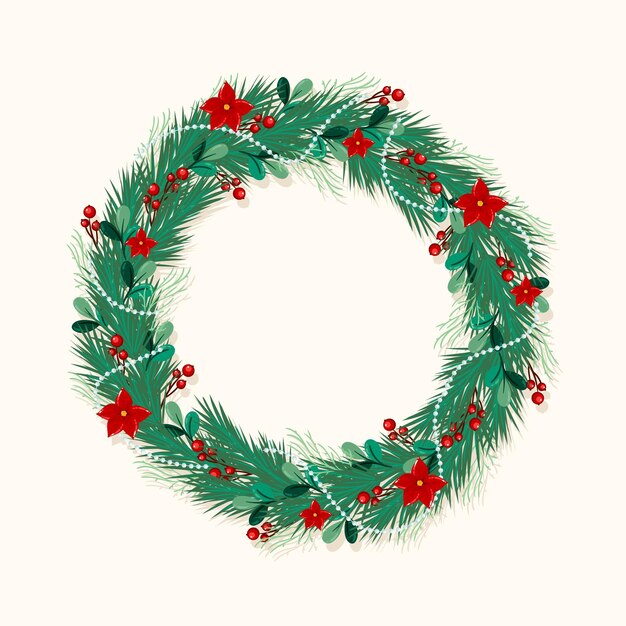 Corona de navidad dibujada a mano