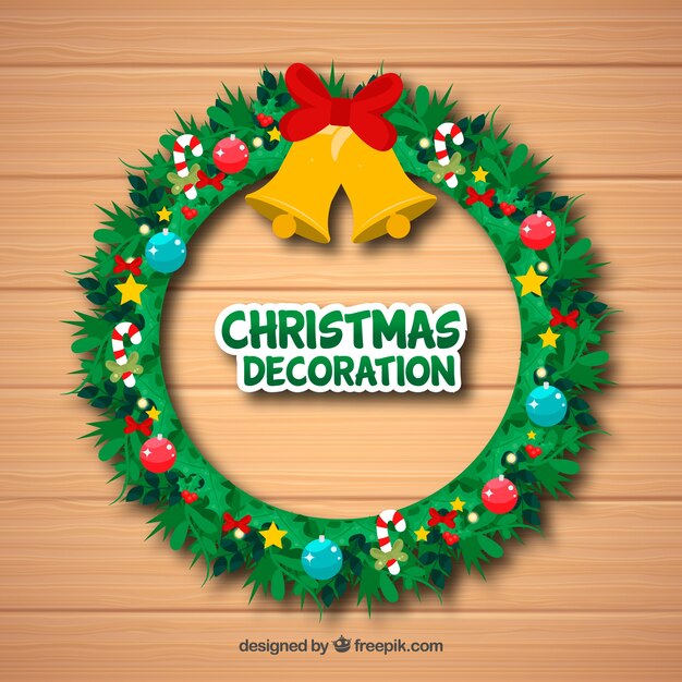 Corona de navidad en diseño plano