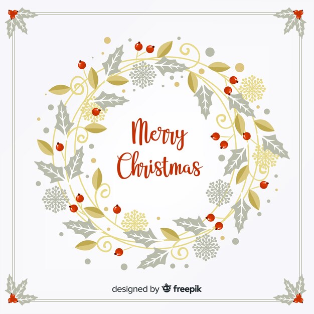Corona de navidad en diseño plano
