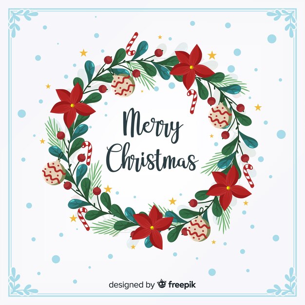 Corona de navidad en diseño plano