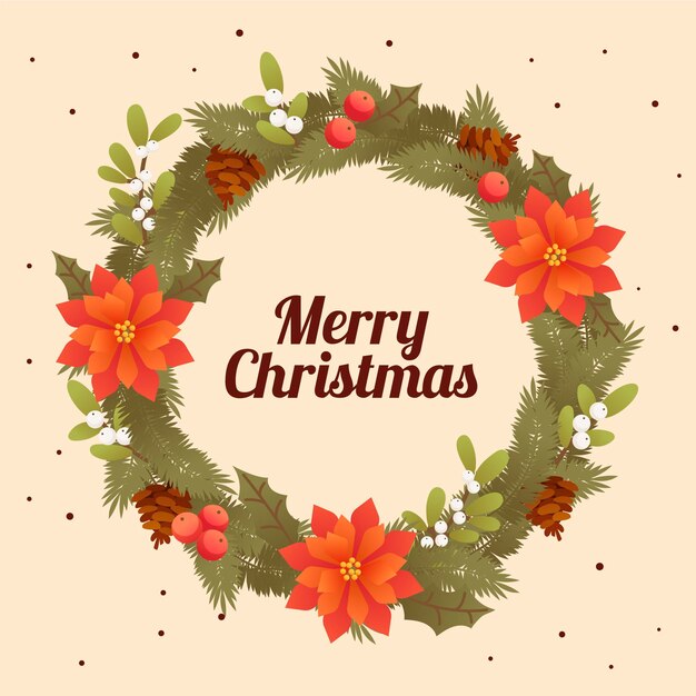 Corona de navidad de diseño plano