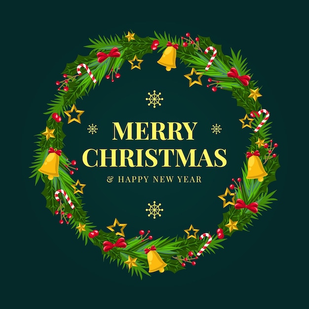 Corona de navidad de diseño plano