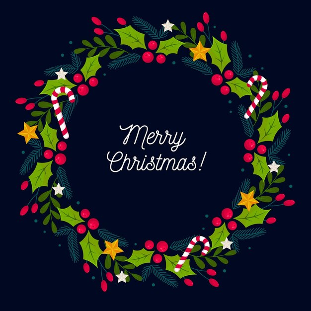 Corona de navidad de diseño plano