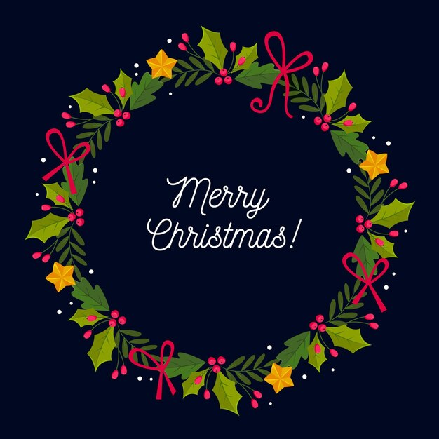 Corona de navidad de diseño plano