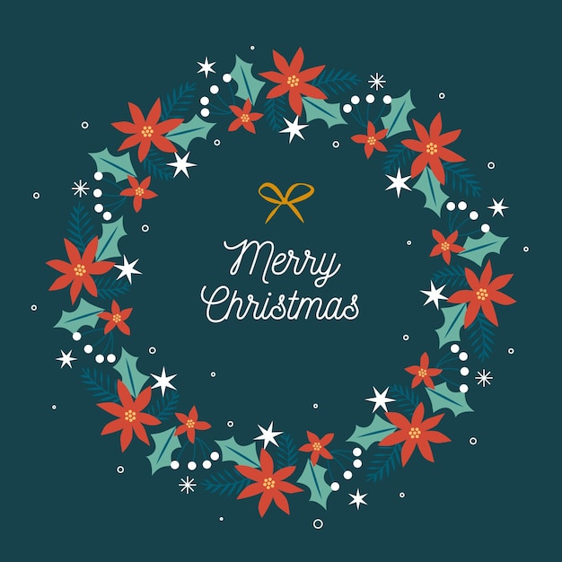 Corona de navidad de diseño plano