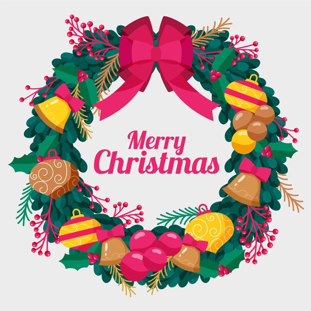 Corona de Navidad de diseño plano