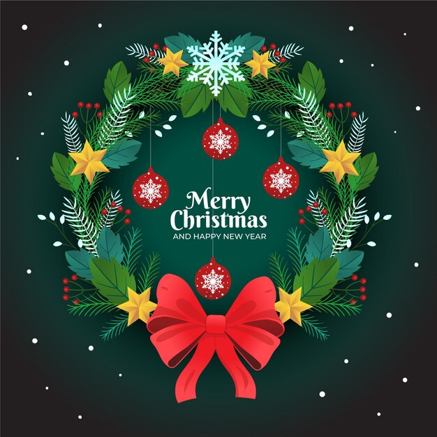 Corona de Navidad de diseño plano