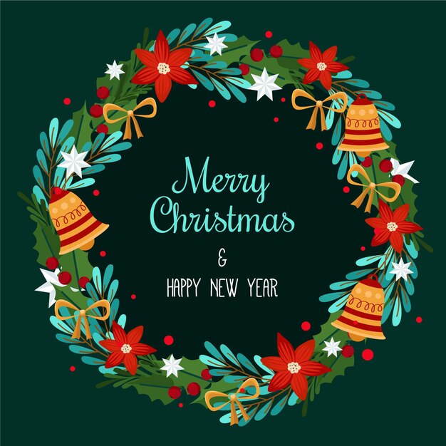 Corona de navidad de diseño plano