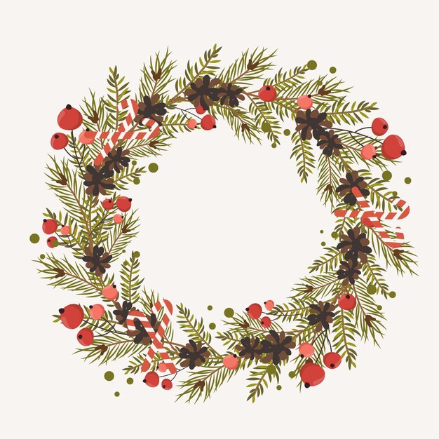 Corona de Navidad de diseño plano