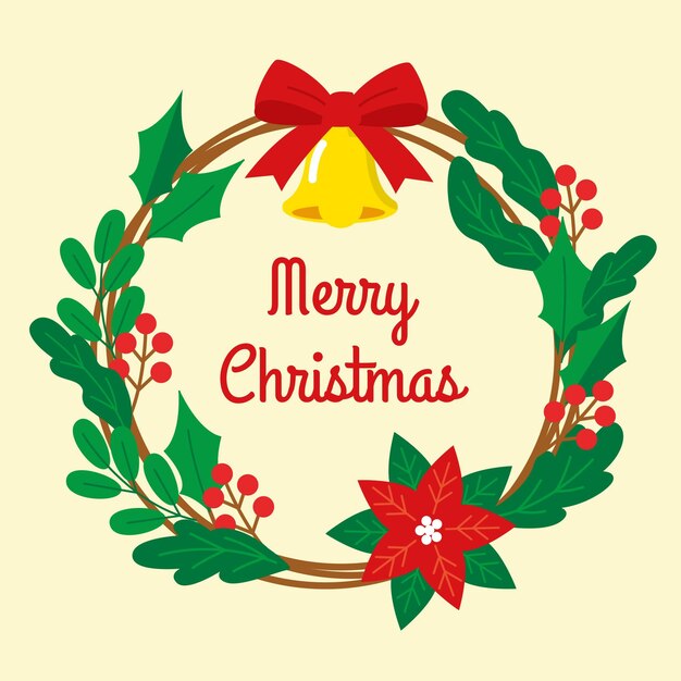 Corona de navidad de diseño plano