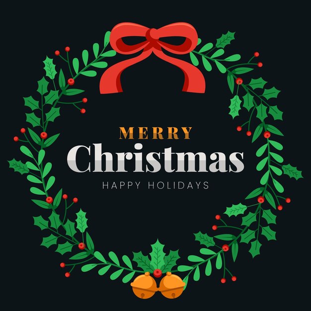 Corona de navidad de diseño plano