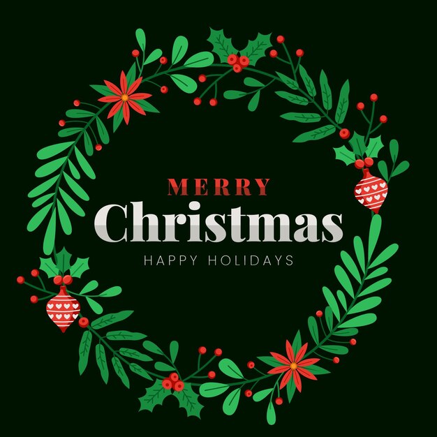 Corona de navidad de diseño plano