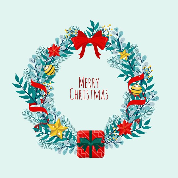 Corona de Navidad de diseño plano