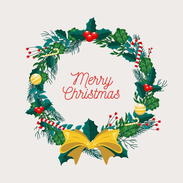 Corona de navidad de diseño plano
