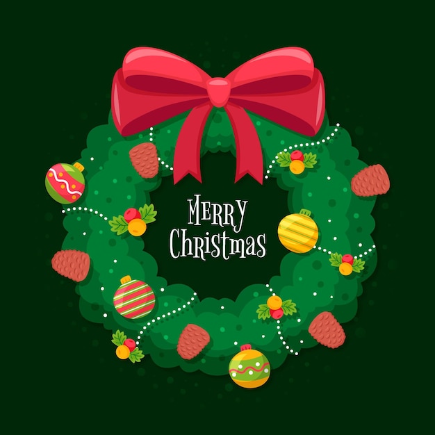 Corona de navidad de diseño plano