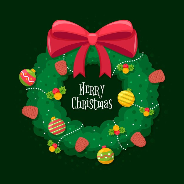 Corona de Navidad de diseño plano