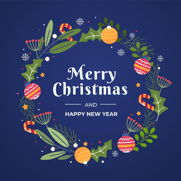 Corona de navidad de diseño plano