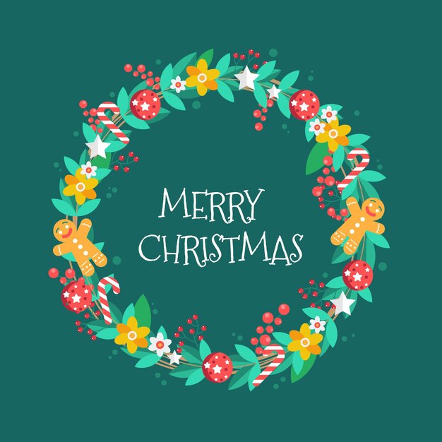 Corona de navidad de diseño plano