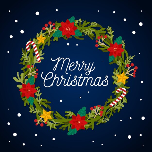 Corona de navidad de diseño plano