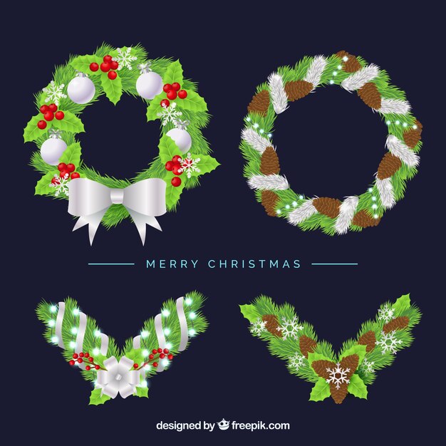 Corona de navidad en diseño realista