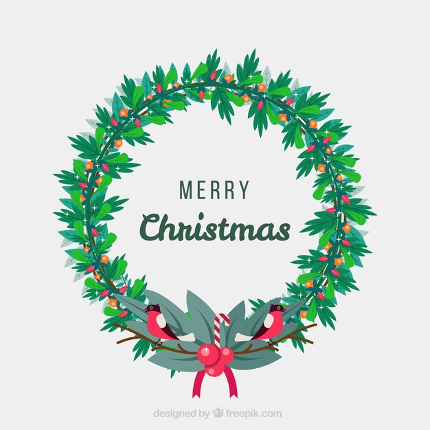 Corona de navidad plana verde