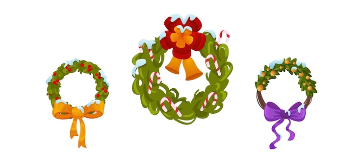Vector gratuito corona tradicional para la decoración de la puerta de navidad