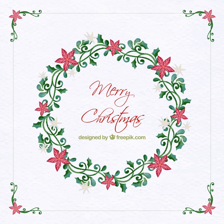 Vector gratuito corona vintage de acuarela para navidad