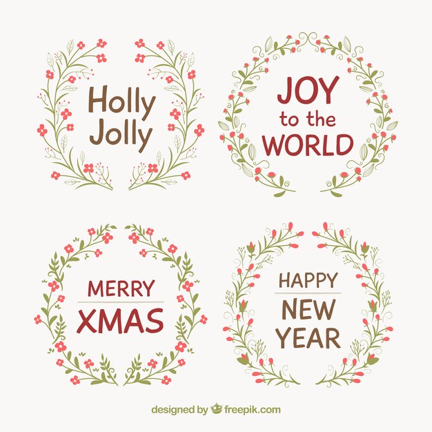 Coronas florales con mensajes navideños