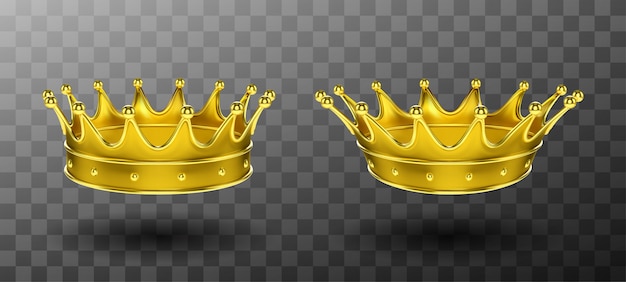 Coronas de oro para el símbolo de la monarquía del rey o la reina vector gratuito