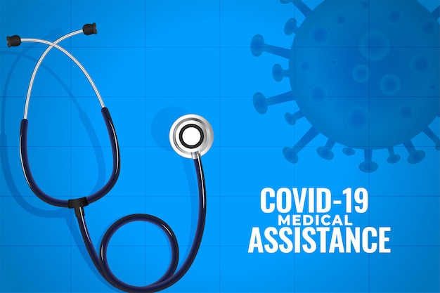 Vector gratuito coronavirus ayuda y asistencia con médicos antecedentes de estetoscopio