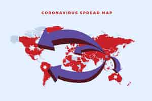 Vector gratuito coronavirus diseminado por el mapa mundial