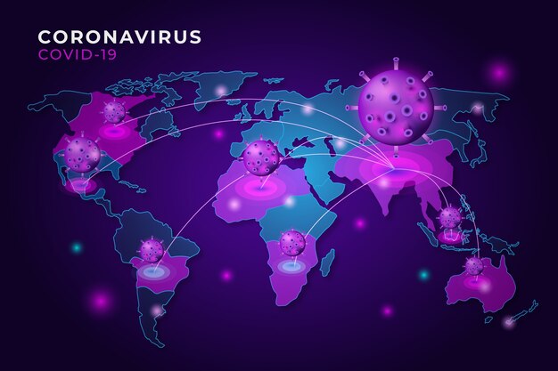 Coronavirus de estilo realista con mapa