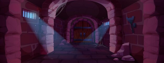 Corredor de piedra medieval oscuro