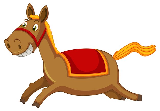 Corriendo dibujos animados de caballos sobre fondo blanco