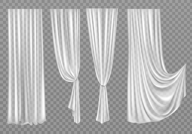 Cortinas blancas aisladas en transparente